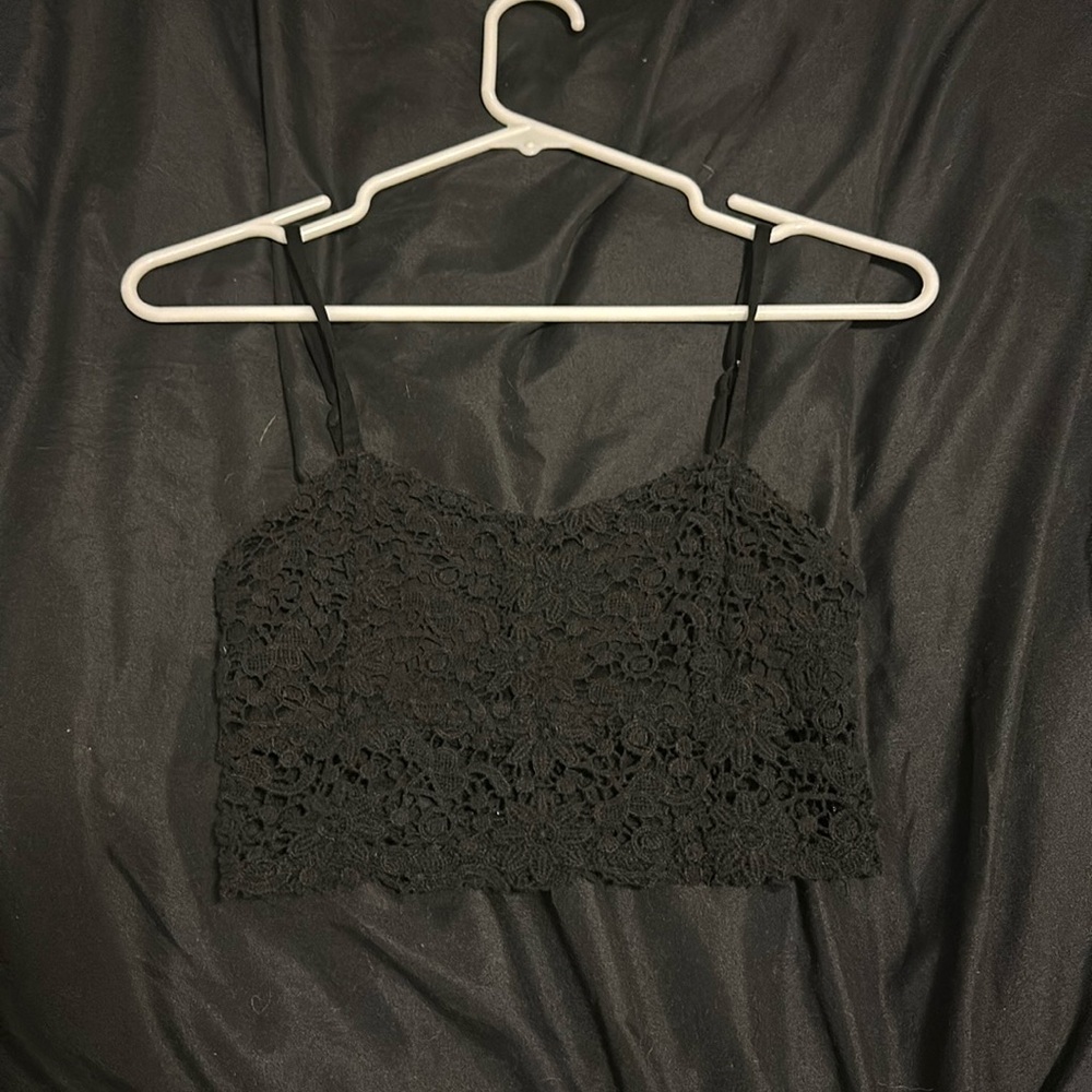 Black crochet crop top
